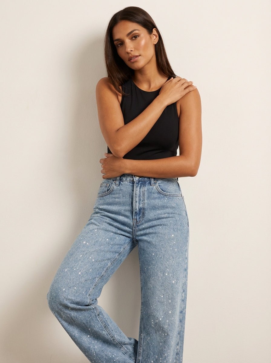 Women's Shimmer Straight Leg High-Rise Jeans
