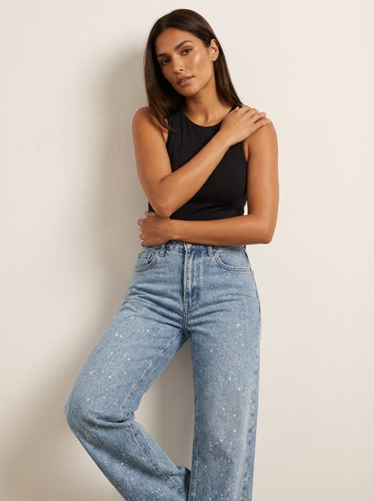Women's Shimmer Straight Leg High-Rise Jeans