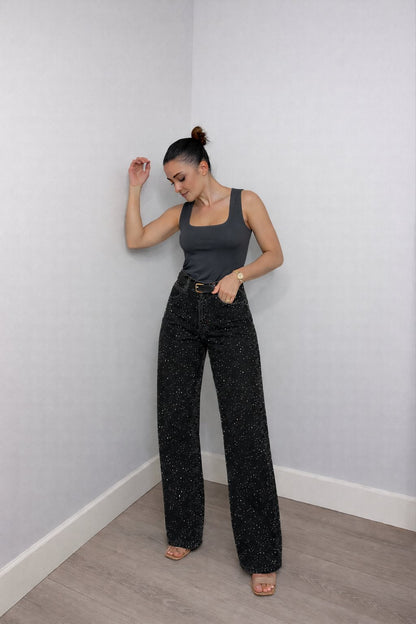 Women's Shimmer Straight Leg High-Rise Jeans