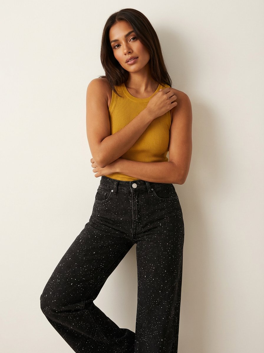 Women's Shimmer Straight Leg High-Rise Jeans