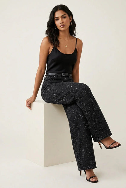 Women's Shimmer Straight Leg High-Rise Jeans