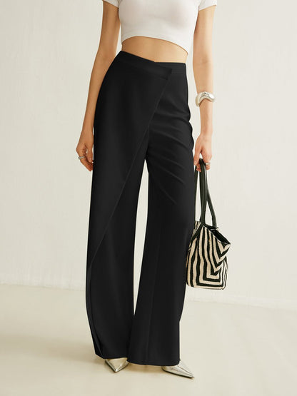 Asymmetrical Wrap High-Rise Wide-Leg Pants for Women