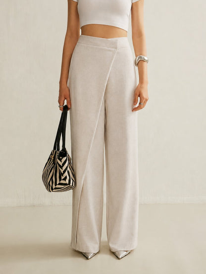 Asymmetrical Wrap High-Rise Wide-Leg Pants for Women