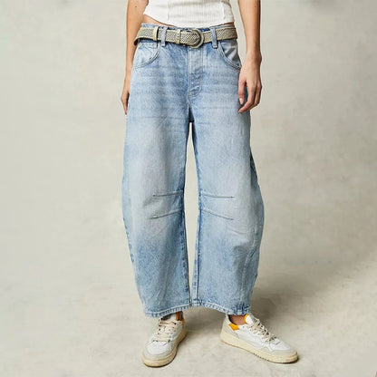Women's Relaxed Fit High-Waisted Wide Barrel Jeans