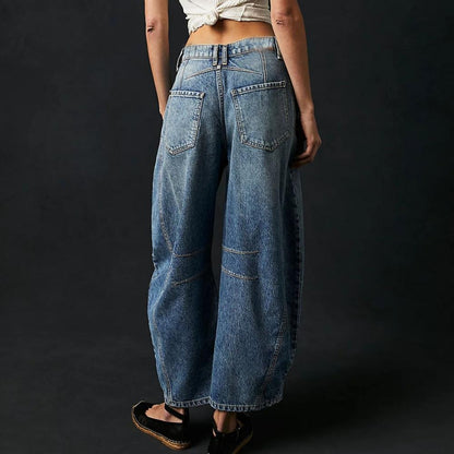 Women's Relaxed Fit High-Waisted Wide Barrel Jeans