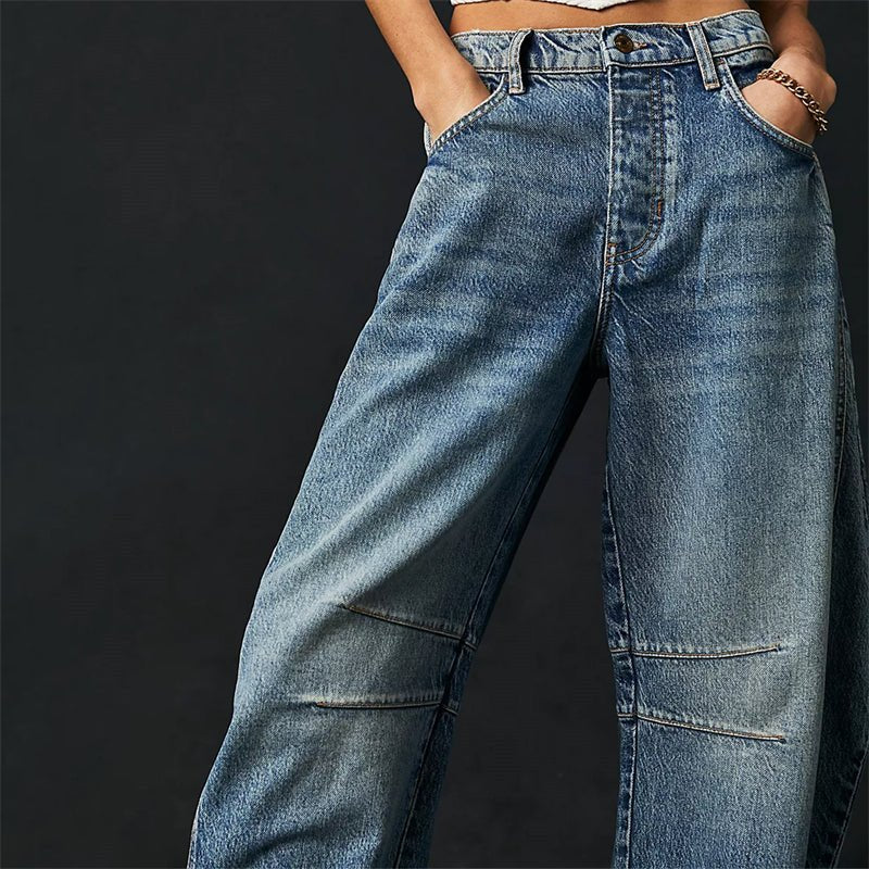 Women's Relaxed Fit High-Waisted Wide Barrel Jeans
