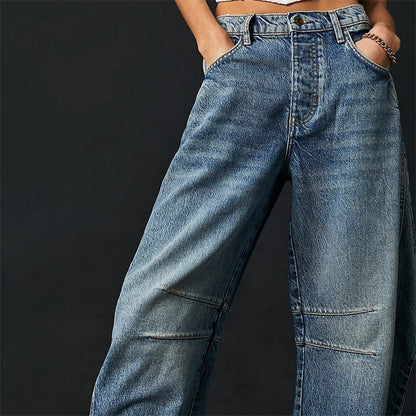 Women's Relaxed Fit High-Waisted Wide Barrel Jeans