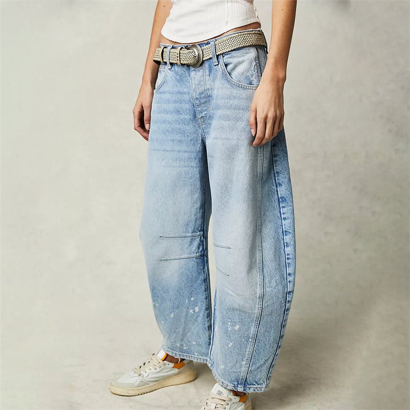Women's Relaxed Fit High-Waisted Wide Barrel Jeans