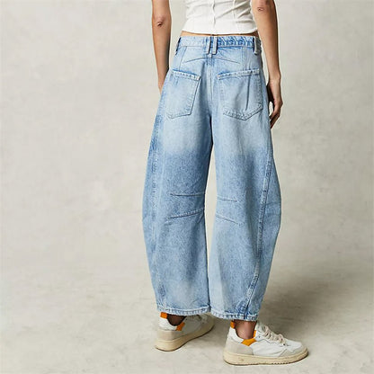 Women's Relaxed Fit High-Waisted Wide Barrel Jeans