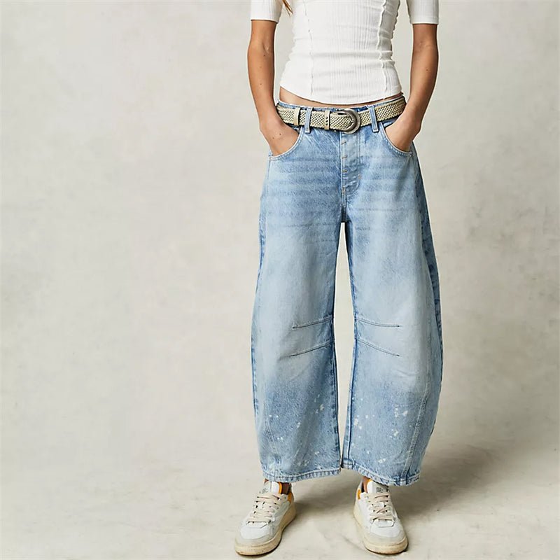Women's Relaxed Fit High-Waisted Wide Barrel Jeans