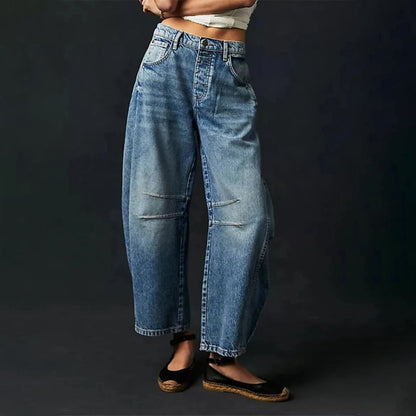 Women's Relaxed Fit High-Waisted Wide Barrel Jeans