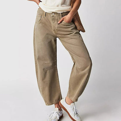 Women's Relaxed Fit High-Waisted Wide Barrel Jeans