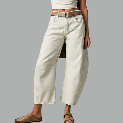Women's Relaxed Fit High-Waisted Wide Barrel Jeans