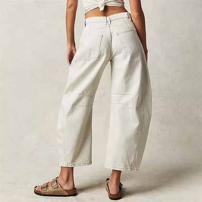 Women's Relaxed Fit High-Waisted Wide Barrel Jeans