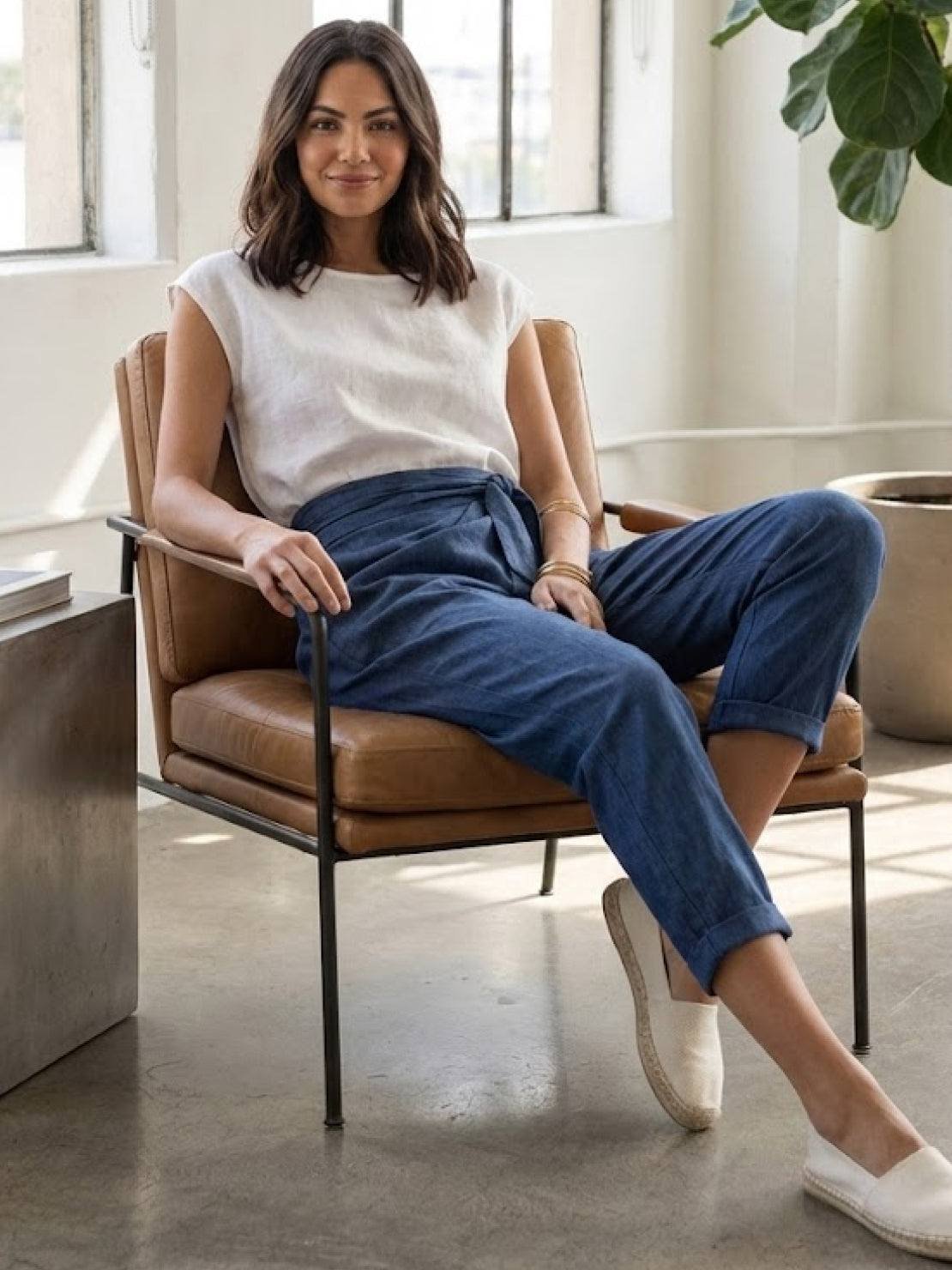 Cropped Wrap Tapered High-Rise Trousers for Women