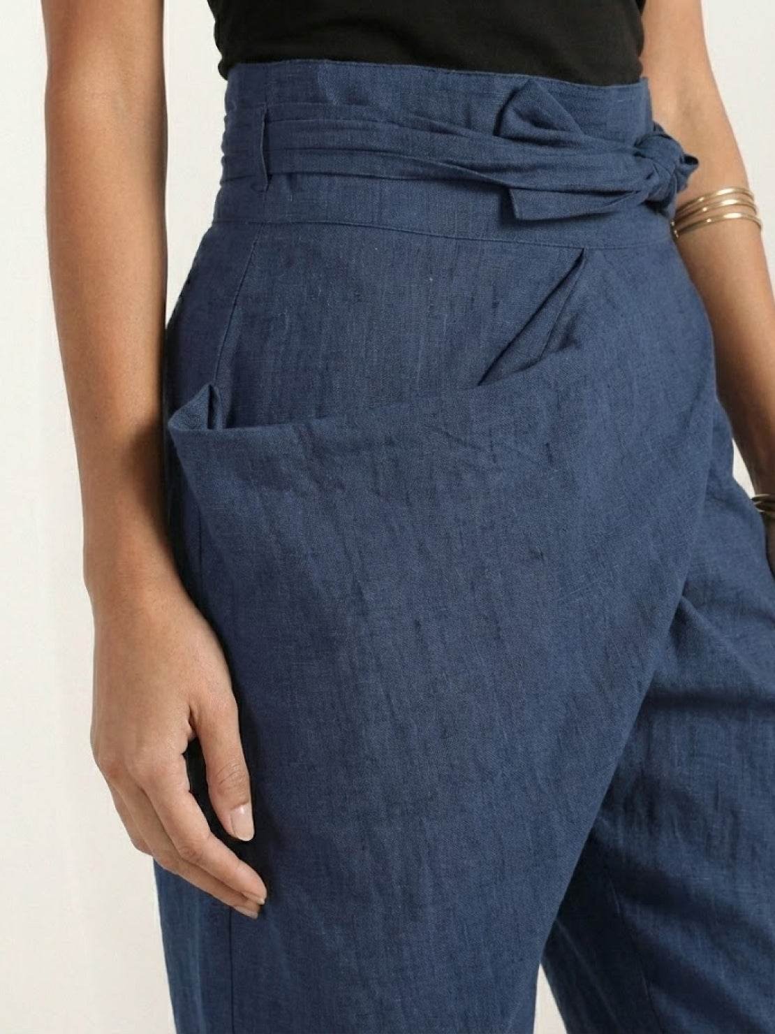 Cropped Wrap Tapered High-Rise Trousers for Women