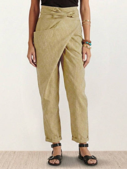 Cropped Wrap Tapered High-Rise Trousers for Women