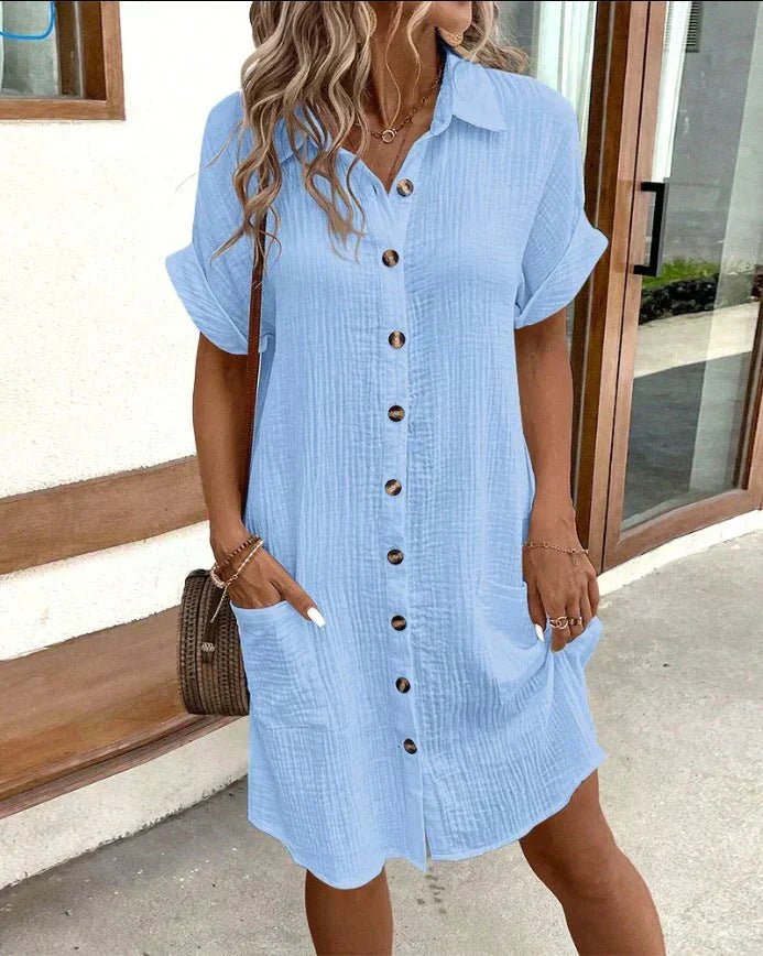 Women's Pure Cotton Button-Up Shirt Dress