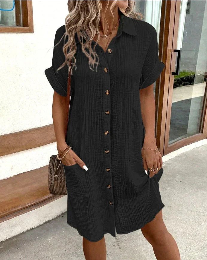 Women's Pure Cotton Button-Up Shirt Dress