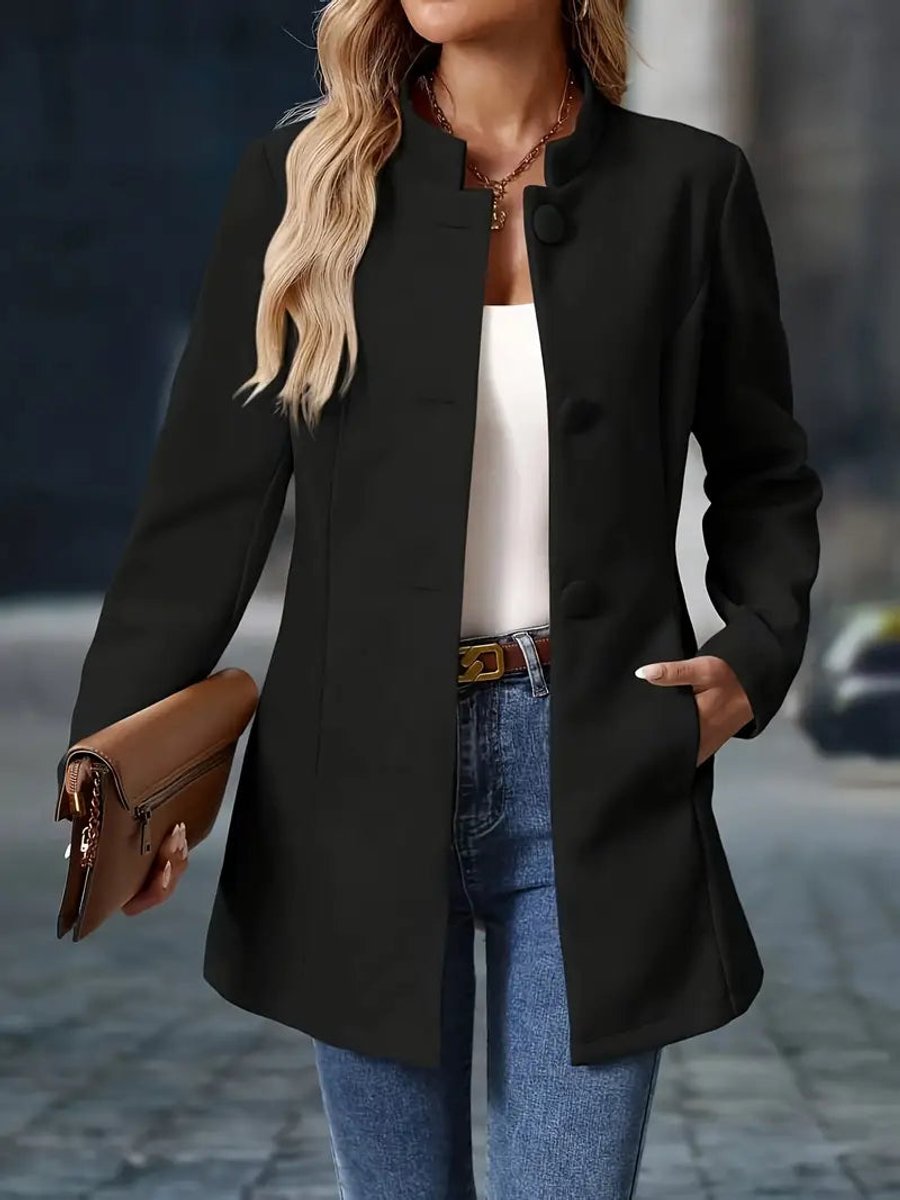 Women's Stand-Collar Button-Down Winter Coat