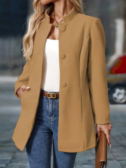 Women's Stand-Collar Button-Down Winter Coat
