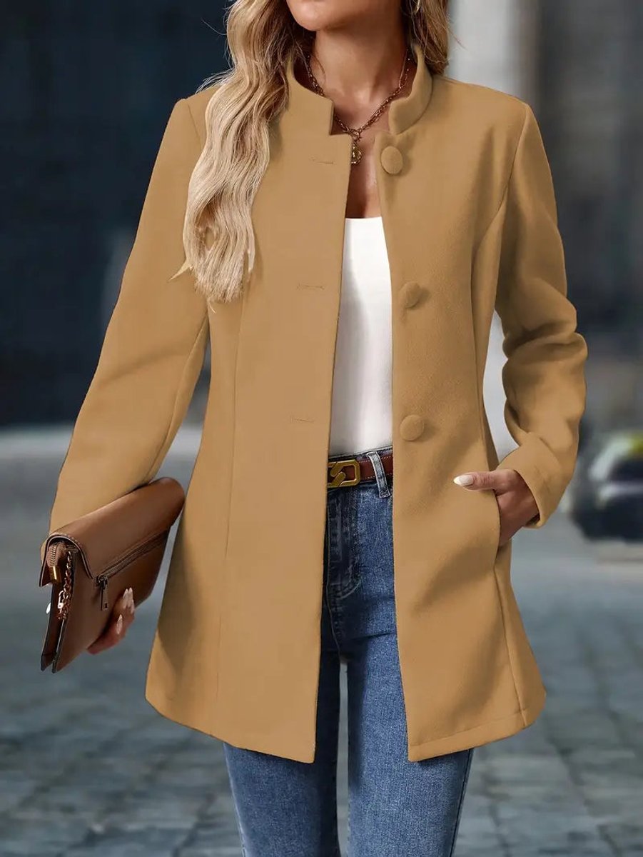 Women's Stand-Collar Button-Down Winter Coat