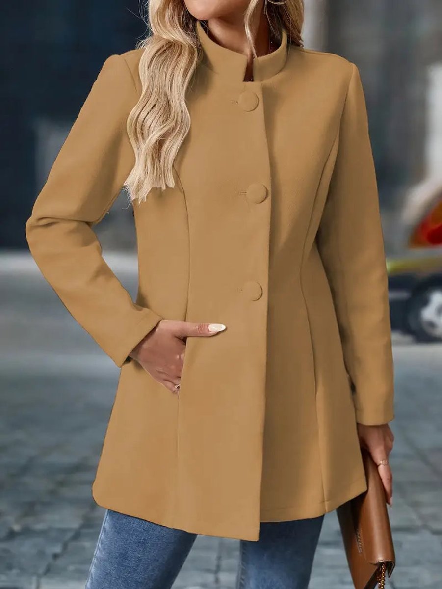 Women's Stand-Collar Button-Down Winter Coat
