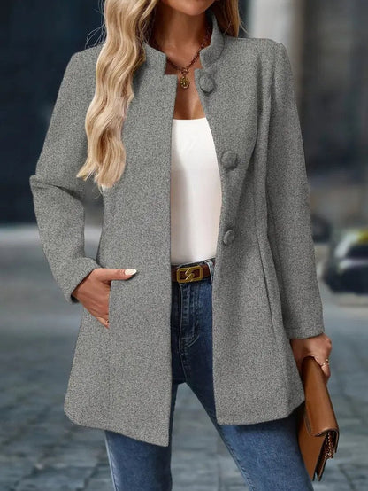 Women's Stand-Collar Button-Down Winter Coat