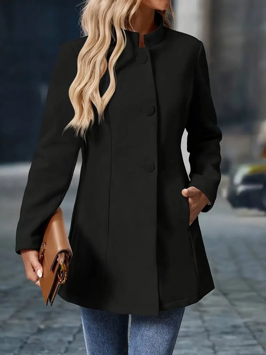 Women's Stand-Collar Button-Down Winter Coat