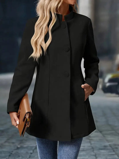 Women's Stand-Collar Button-Down Winter Coat