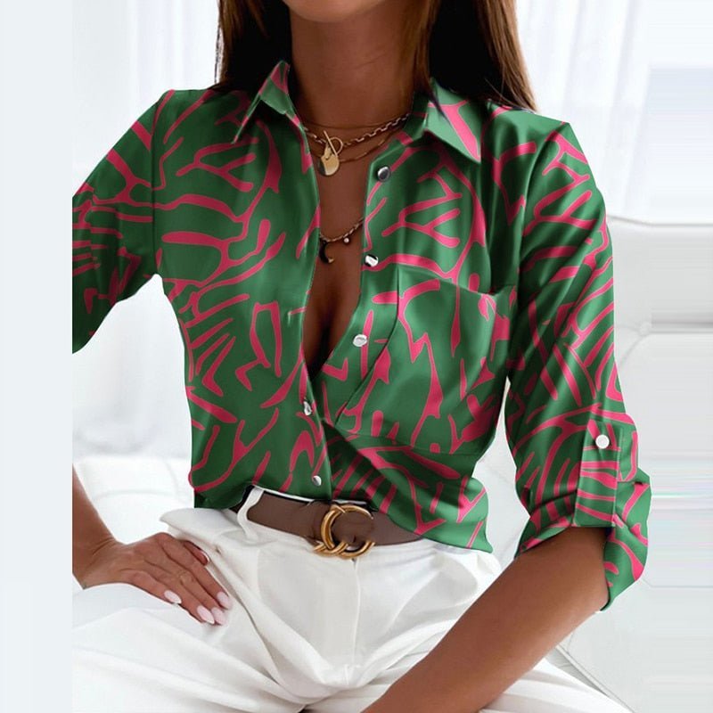 Point Collar Polyester Blouse for Women