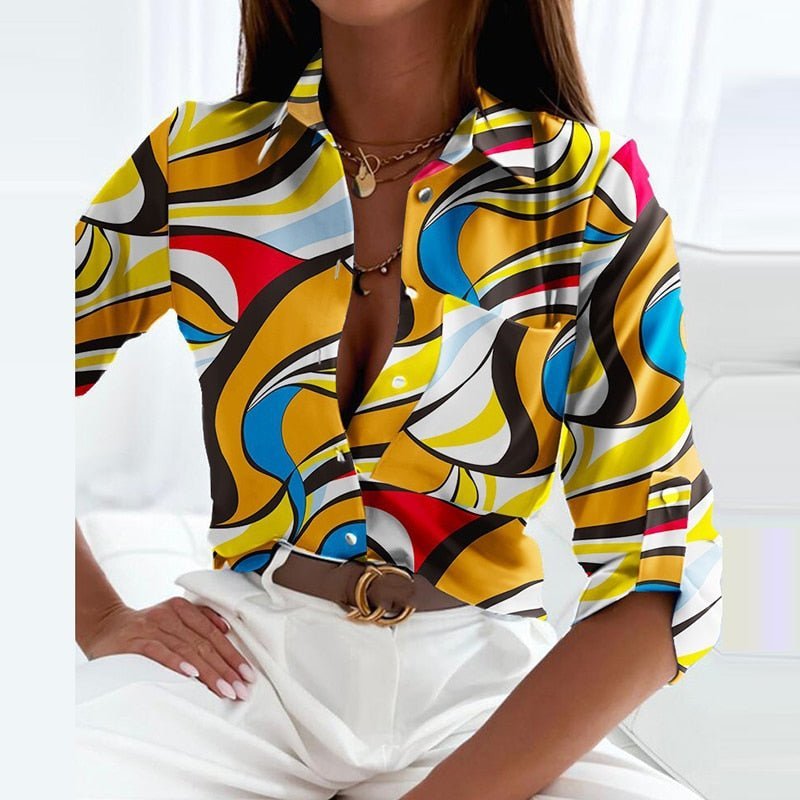 Point Collar Polyester Blouse for Women