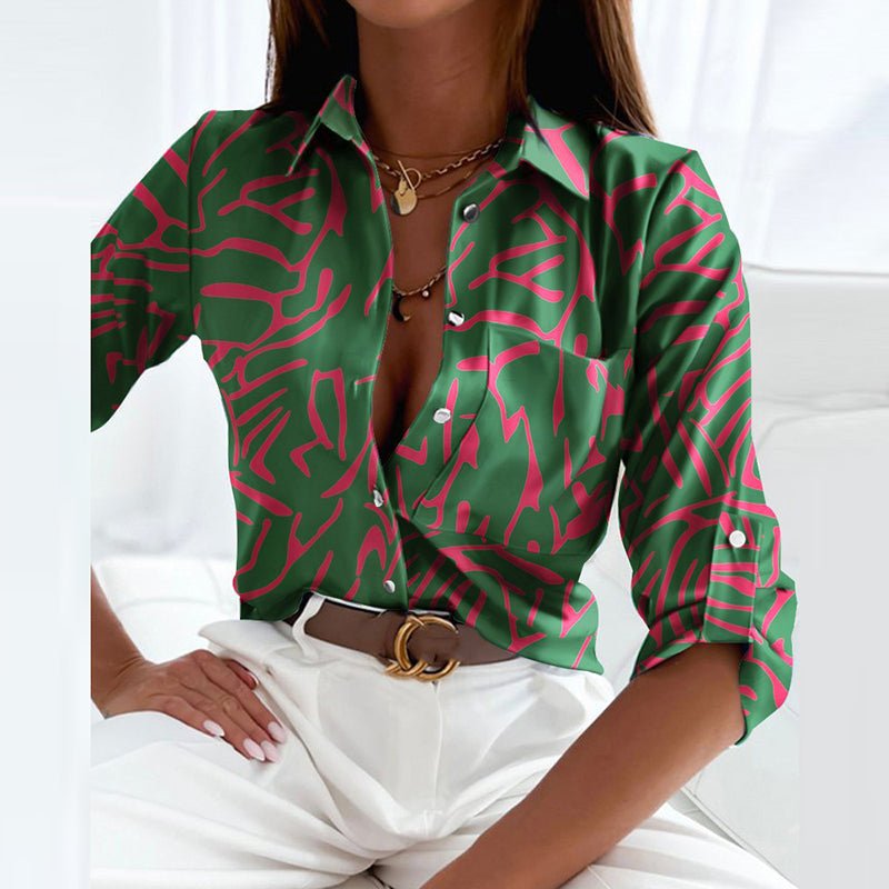 Point Collar Polyester Blouse for Women