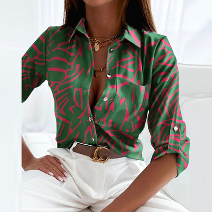 Point Collar Polyester Blouse for Women
