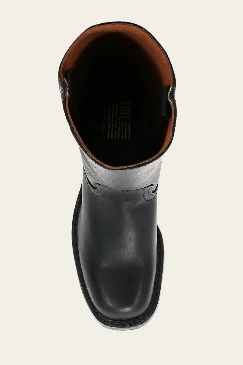 Fitted Leather Knee-High Boots with Chunky Tread Sole for Women