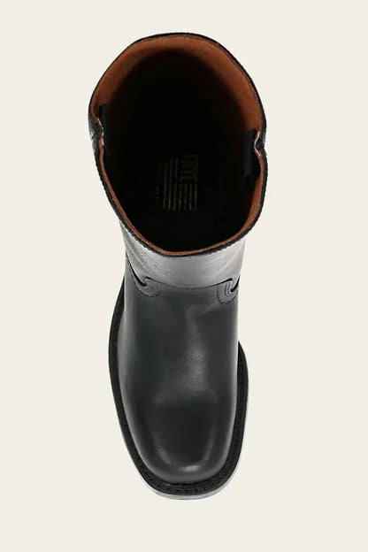 Fitted Leather Knee-High Boots with Chunky Tread Sole for Women