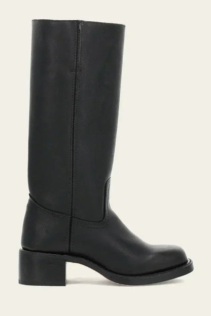Fitted Leather Knee-High Boots with Chunky Tread Sole for Women