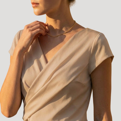 Women's Draped Short-Sleeve V-Neck Wrap Blouse