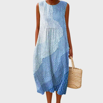 Women's Plaid Sleeveless Linen Midi Dress