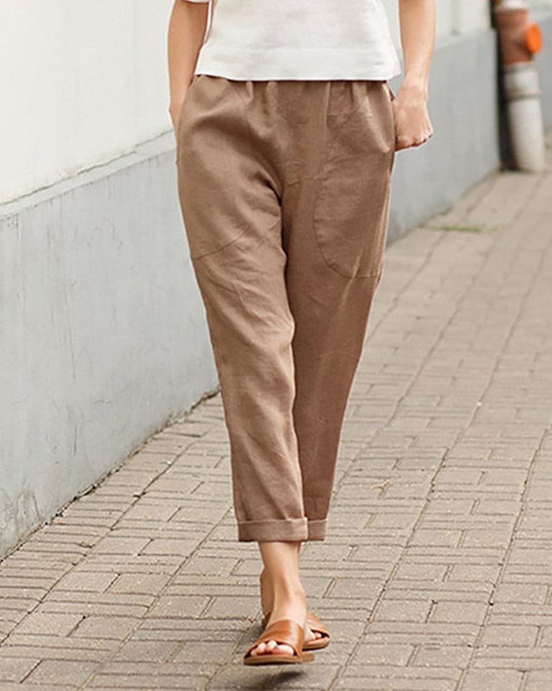 Women's Loose-Fitting Linen Harem Trousers
