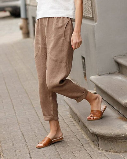 Women's Loose-Fitting Linen Harem Trousers