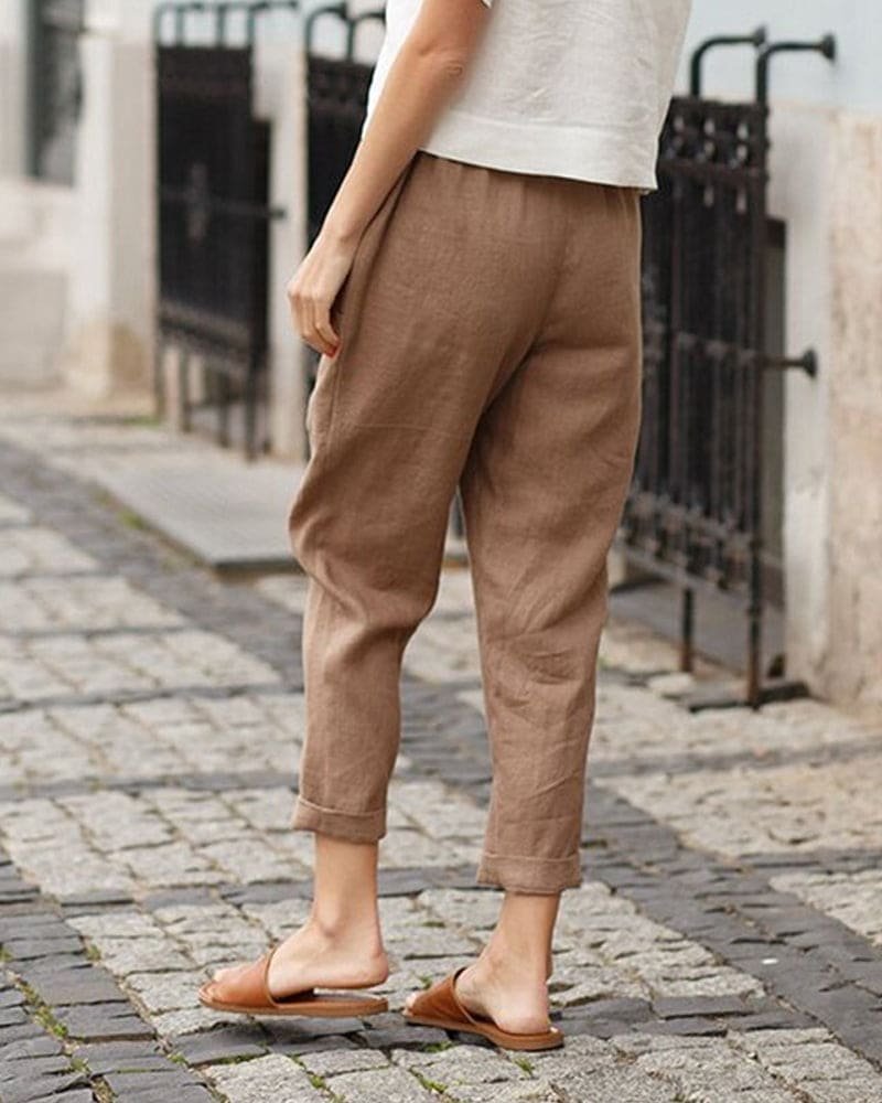 Women's Loose-Fitting Linen Harem Trousers