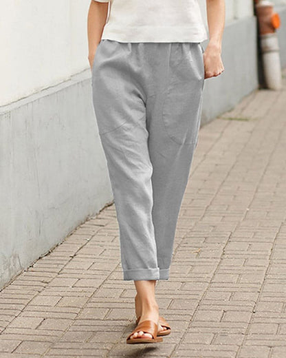 Women's Loose-Fitting Linen Harem Trousers