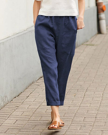 Women's Loose-Fitting Linen Harem Trousers