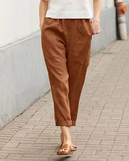 Women's Loose-Fitting Linen Harem Trousers