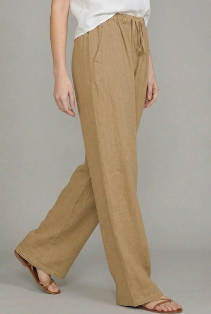 Women's Elastic Waist Wide-Leg Linen Summer Pants