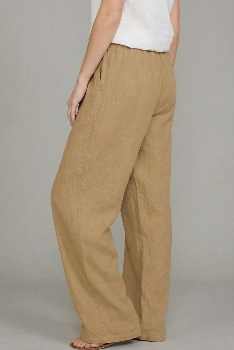 Women's Elastic Waist Wide-Leg Linen Summer Pants