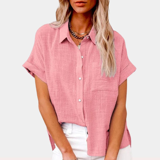 Women's Lightweight Short-Sleeve Button-Front Blouse