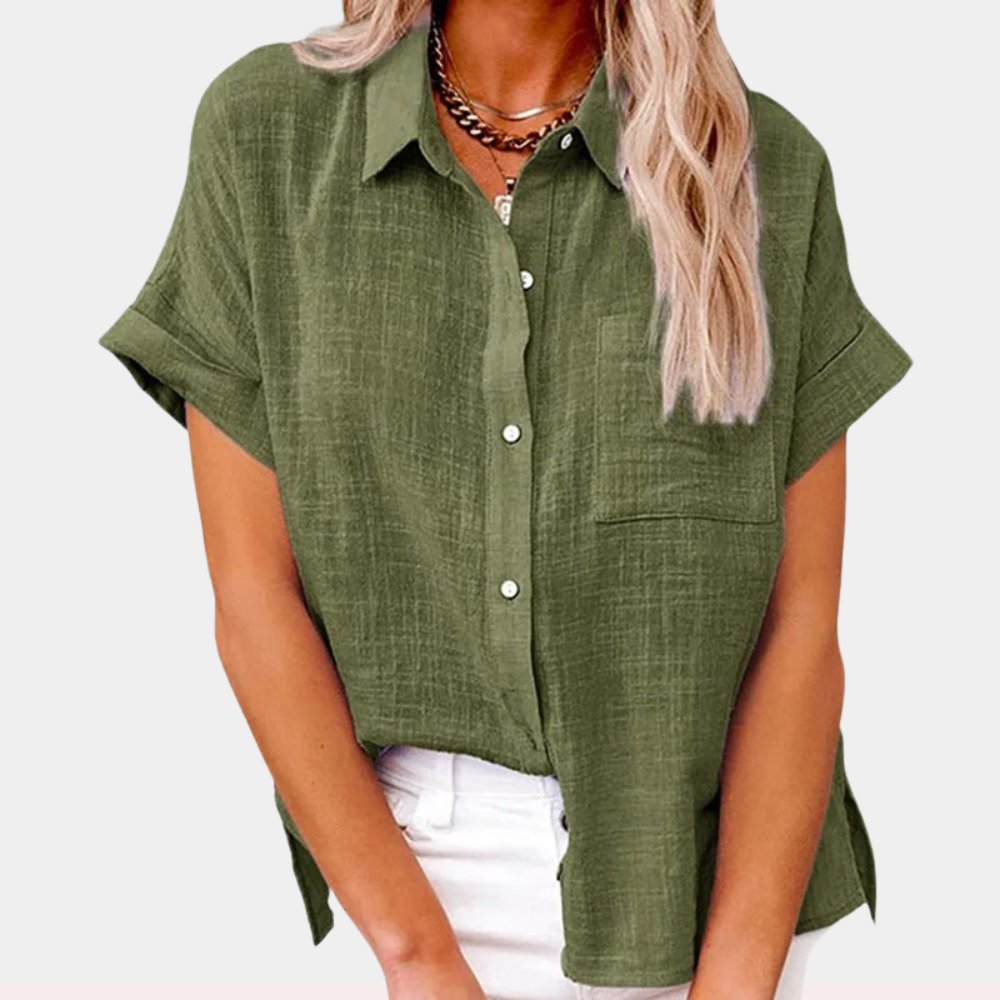 Women's Lightweight Short-Sleeve Button-Front Blouse