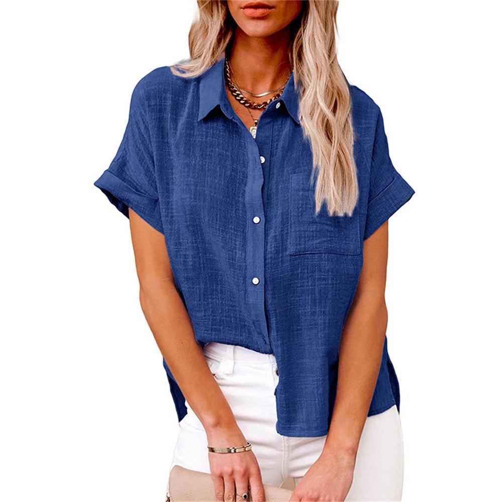 Women's Lightweight Short-Sleeve Button-Front Blouse